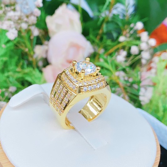 Nhẫn Nam Màu Vàng Đá Cao Mẫu 18 Đeo Sang Tay - Đeo Đi Tiệc Hoặc Làm Quà Ý Nghĩa - Bền Màu Không Dị Ứng Giá Rẻ