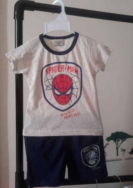 Bộ cotton đùi Spiderman bé trai