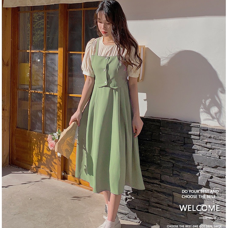 Đầm Chữ A Giả Hai Lớp Thời Trang Mùa Hè Cho Nữ