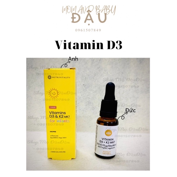 VITAMIN D3K2 MK7 của ANH và ĐỨC