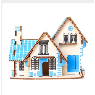 Ghép mô hình nhà gỗ 3D