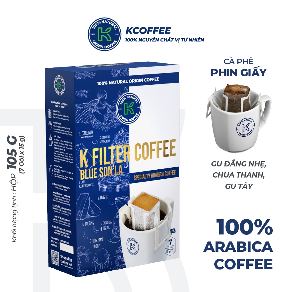 Cà phê nguyên chất phin giấy K Filter Blue Sơn La 105g