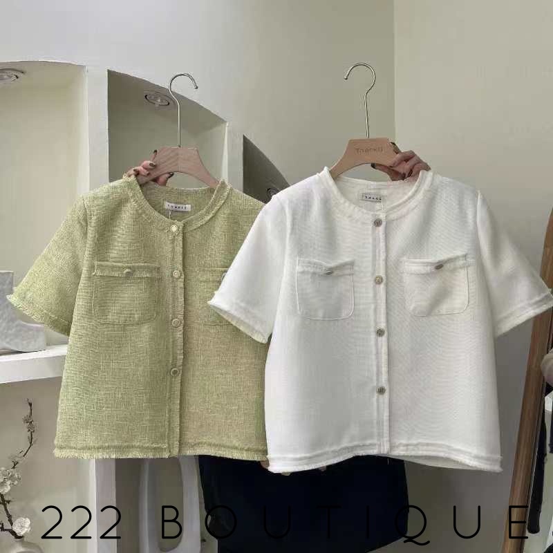 Áo first sight tweed cổ tròn