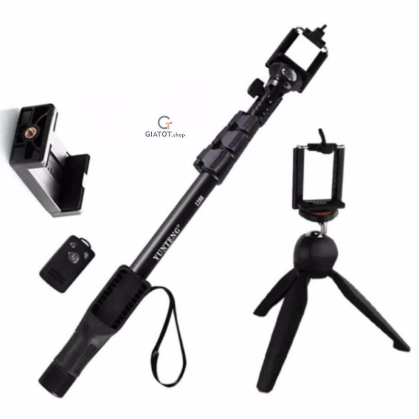 Combo Chân đế chụp hình bluetooth 1288 và Tripod 1288 Yunteng cao cấp