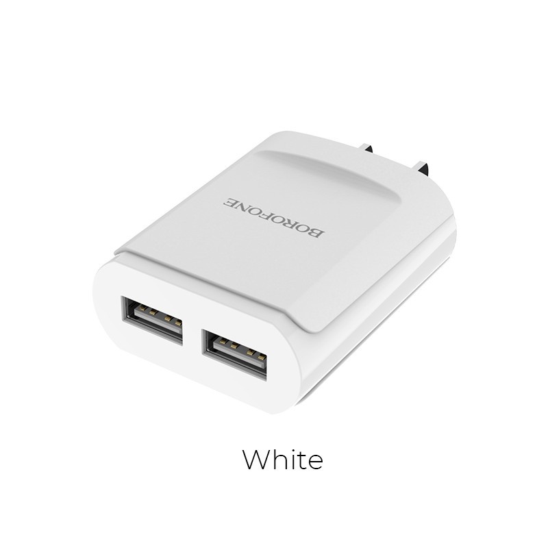 Cốc sạc củ sạc 2 cổng USB 2.1A dùng cho điện thoại máy tính bảng BOROFONE BA8