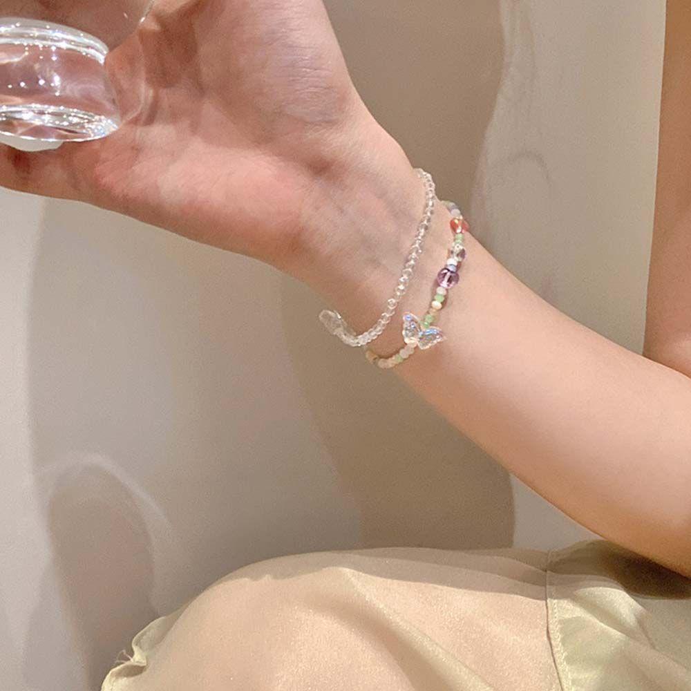 Vòng Tay Chuỗi Hạt Bằng Acrylic Hình Bướm Thời Trang Mùa Hè Xinh Xắn Cho Bạn Gái
