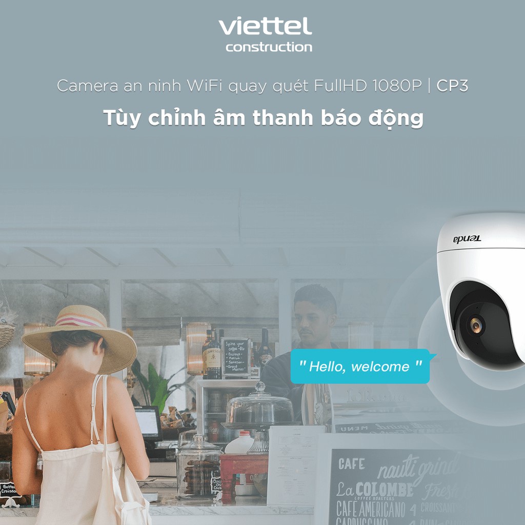 Camera IP Wifi Tenda CP3 Độ phân giải 1080P xoay 360°