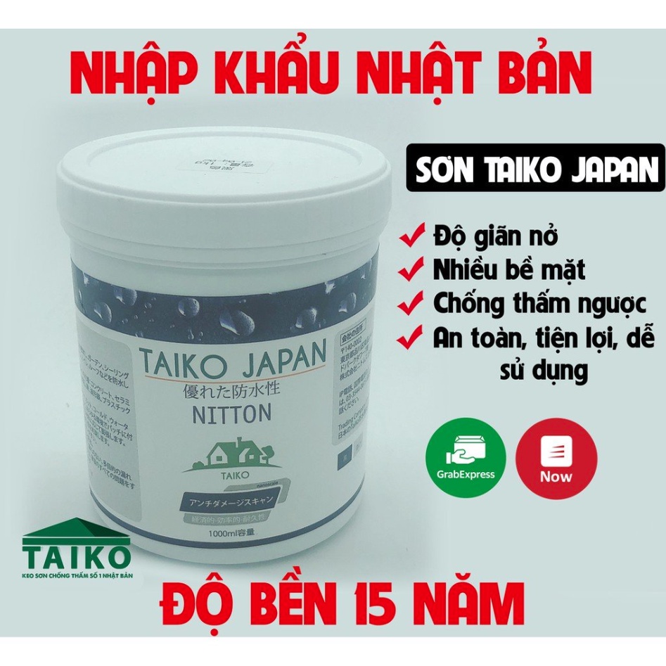 Bảo Hành 12 NămKeo quét Nhật Bản - TaiKo Japan chống thấm vết nứt mái nhà, sàn nhà vệ sinh, máng xối, tôn, triệt để