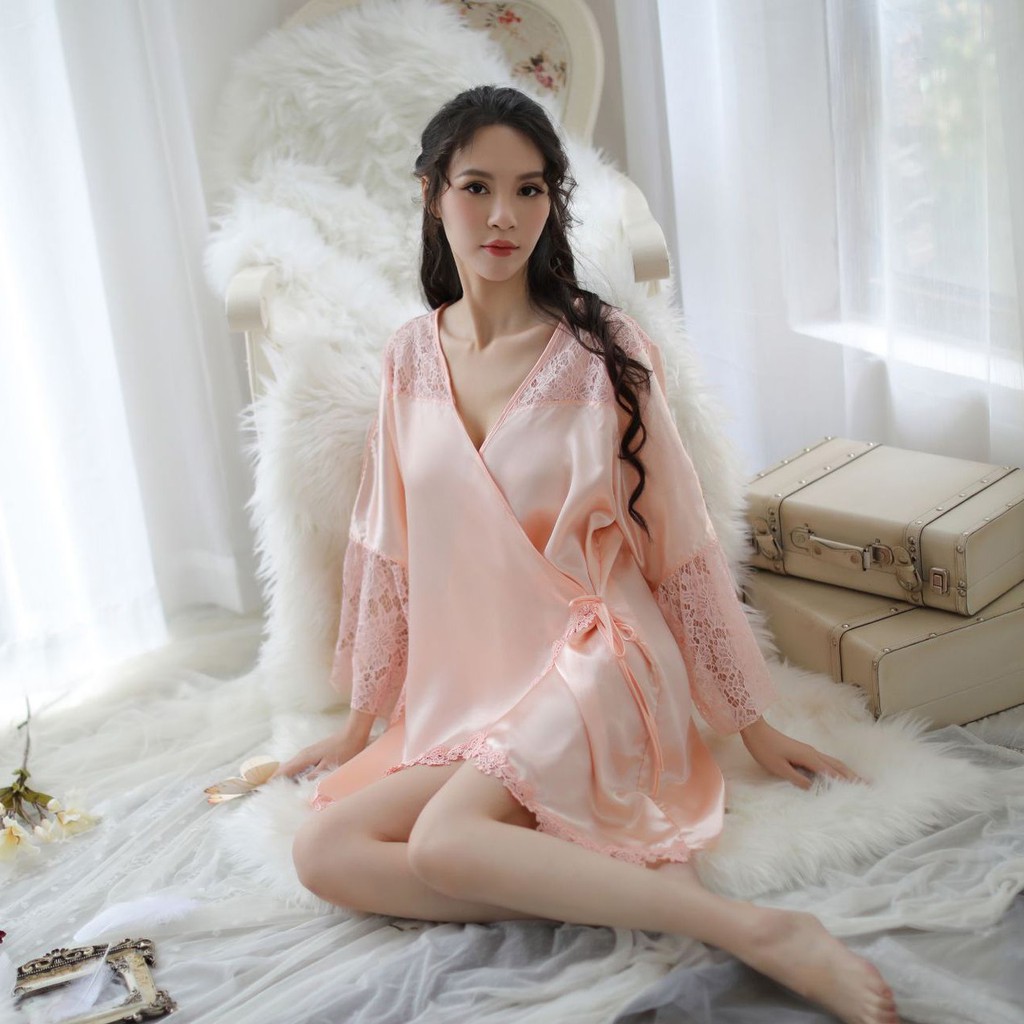 [Loại I - Siêu Đẹp] Áo choàng ngủ gợi cảm chất cao cấp mềm mịn A615-áo choàng ngủ phi lụa | BigBuy360 - bigbuy360.vn