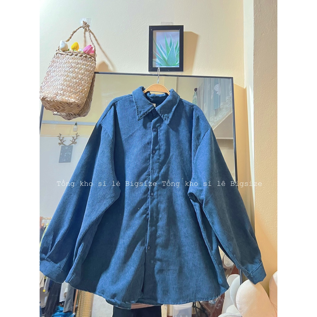 Áo sơ mi nhung 01 nữ bigsize ⚡ FREESIZE V1 125cm ⚡chất nhung tăm mềm mại