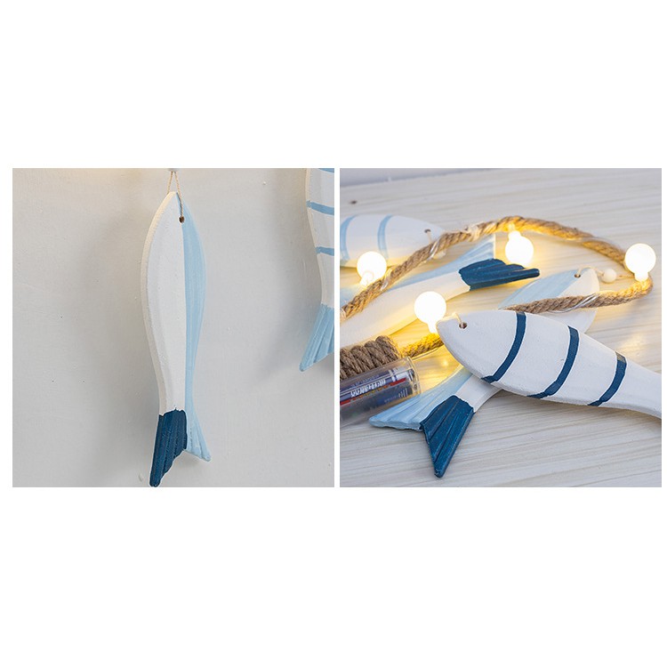 Dây 4 cá treo có đèn LED trang trí - Decor đồ trang trí theo phong cách biển Địa Trung Hải