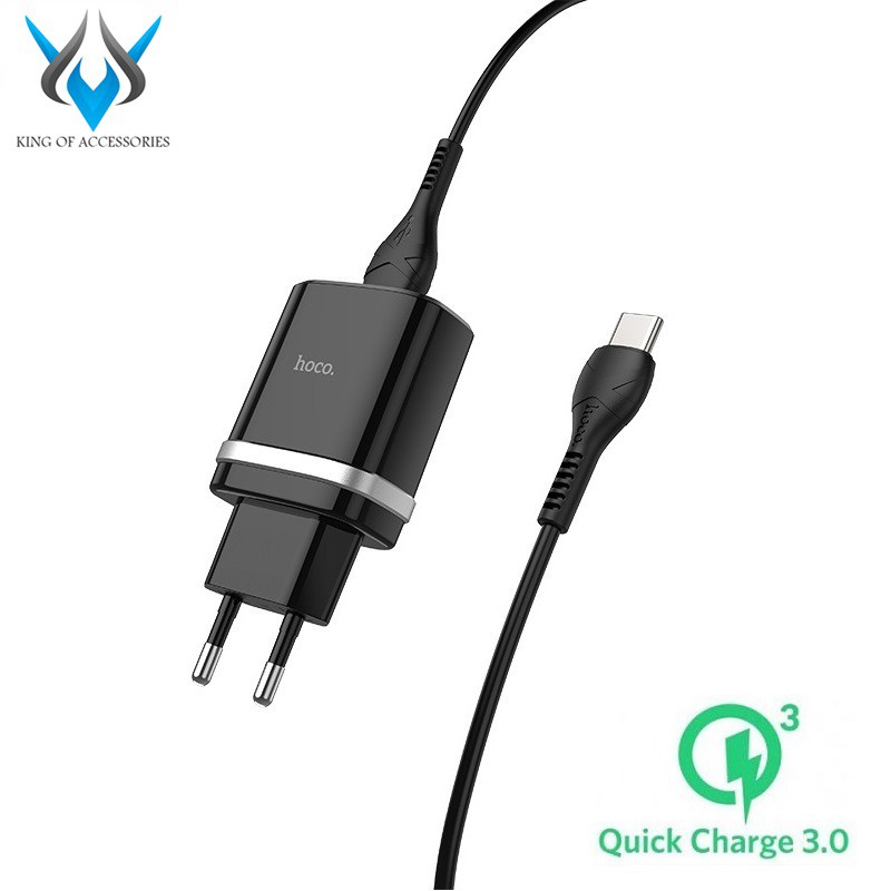 Bộ cốc sạc nhanh và cáp sạc Hoco C12Q cổng Type-C hỗ trợ QC3.0 3A 18W - Hàng chính hãng