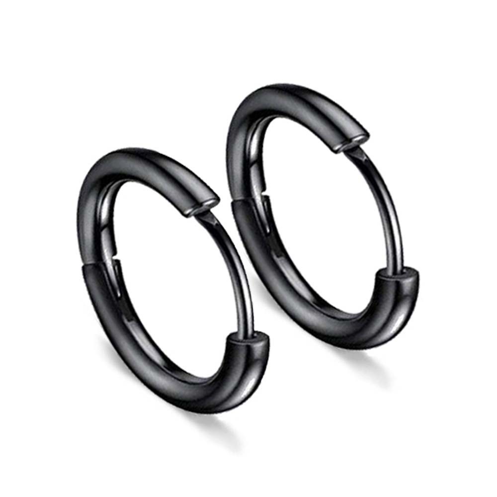 Khuyên Tai Tròn Nhỏ Bằng Thép Titan Màu Trơn Cổ Điển Đơn Giản Phong Cách Punk Thời Trang Unisex