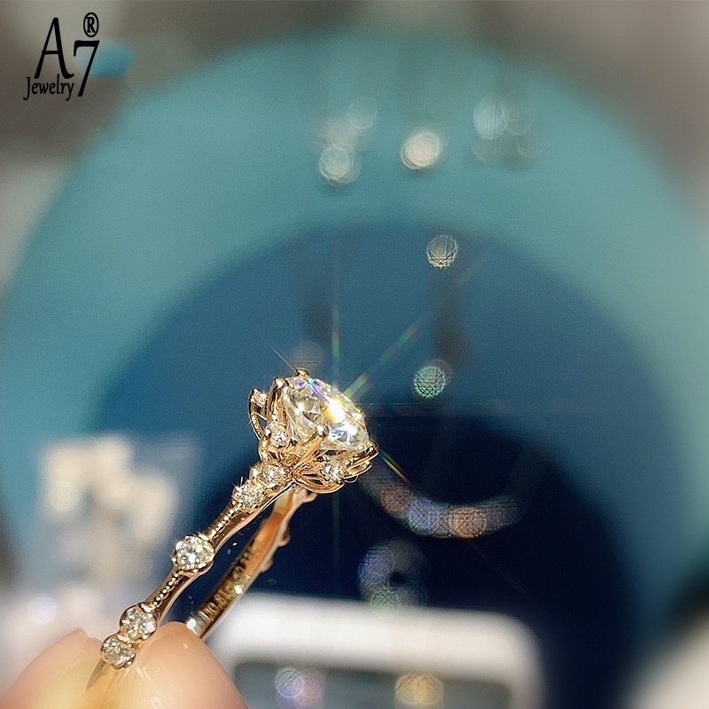 Nhẫn mở mạ bạc 925 1 Karat Moissanite