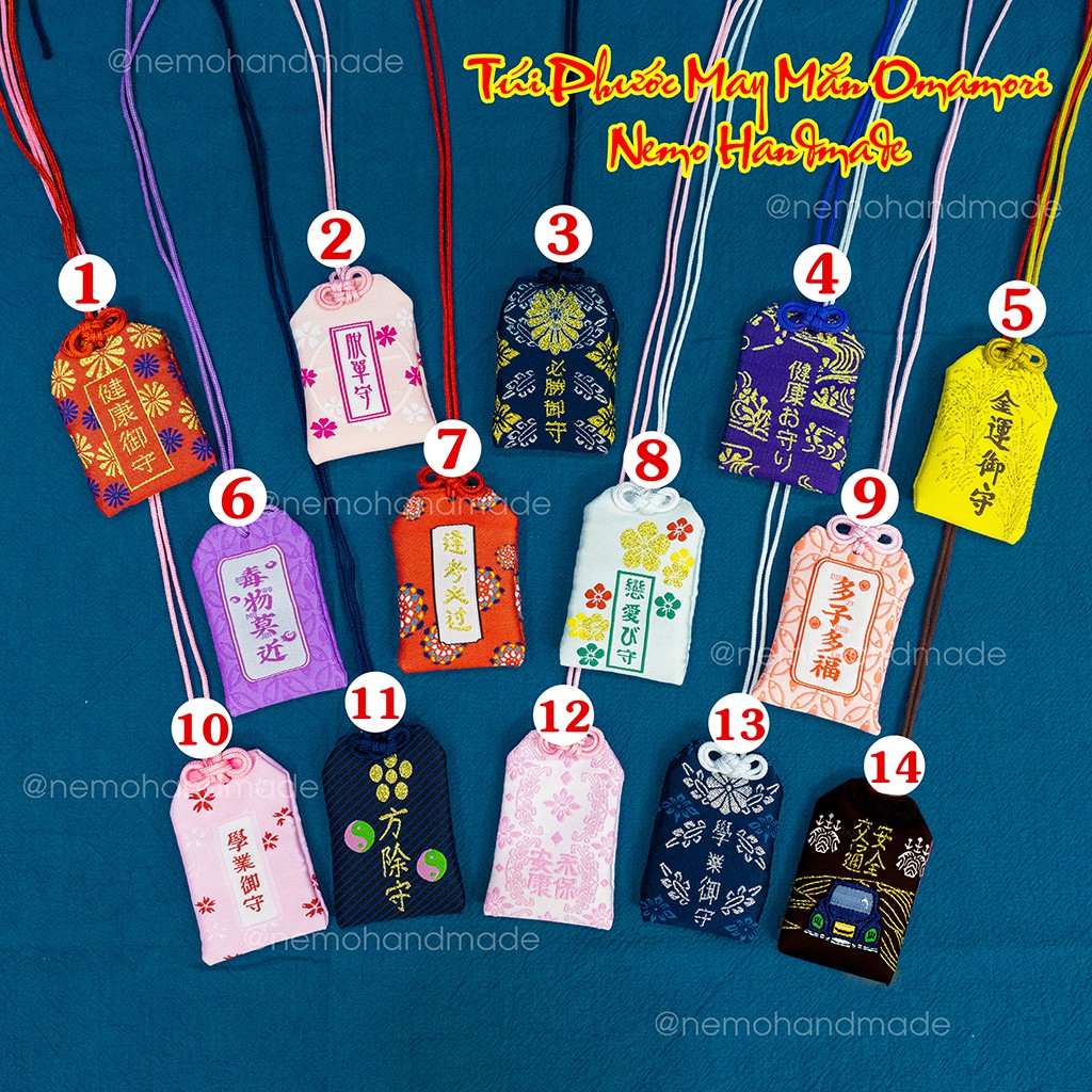 Túi Phước May Mắn Omamori Thêu Câu Chữ Ý Nghĩa - Mã OM14M