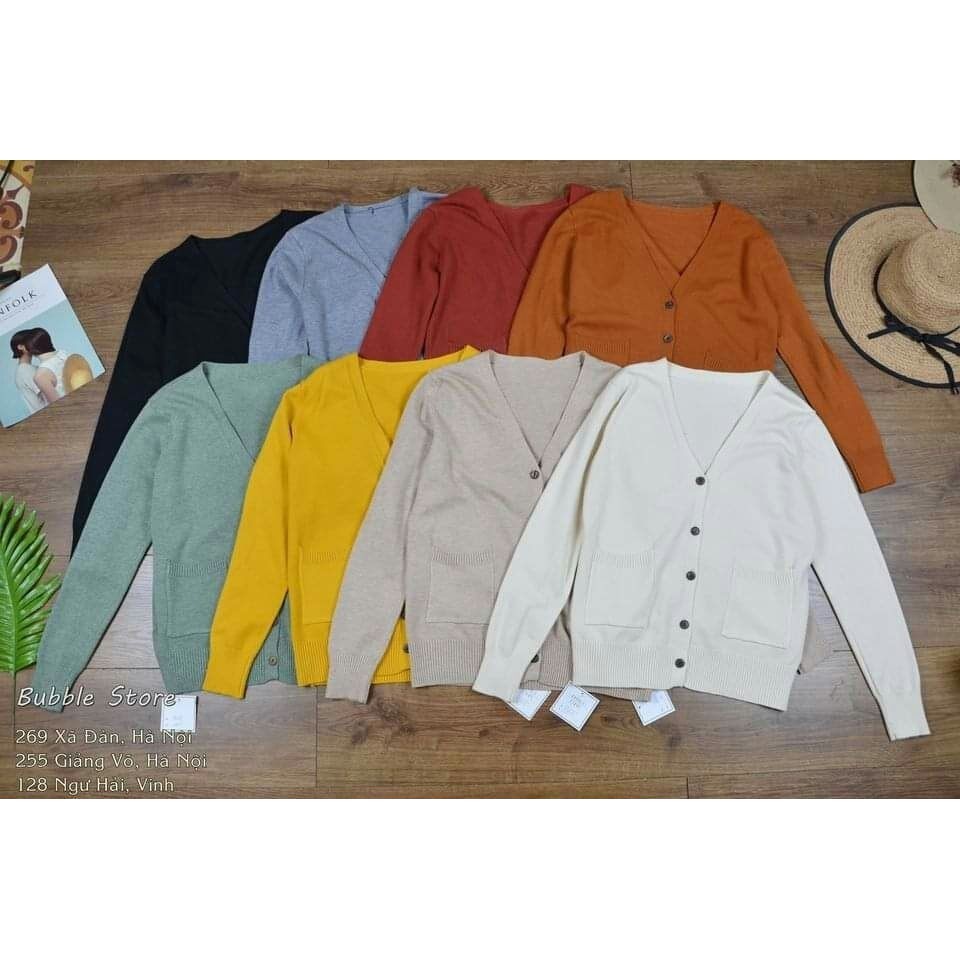 Áo len cardigan  cúc gỗ cổ tim cao cấp nhiều