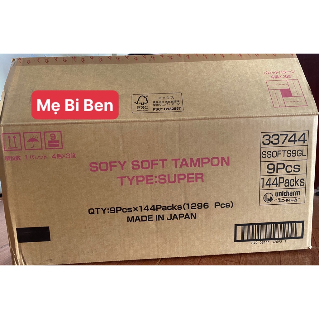 Băng vệ sinh siêu thấm Nhật Bản Sofy Soft Tampon Super gói 9 miếng - Chính hãng