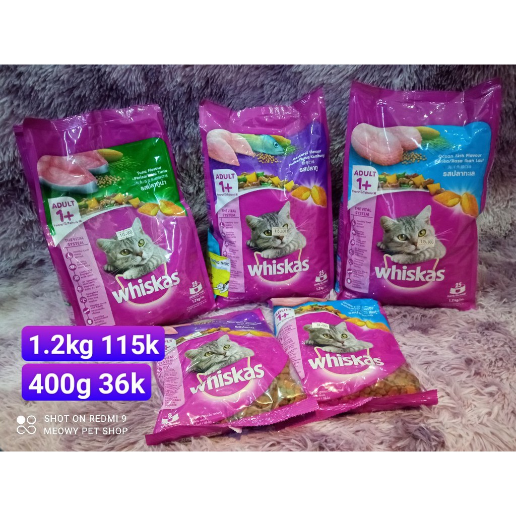 [400gr] hạt Whiskas Thái Lan cho mèo trưởng thành túi nhỏ 400gr