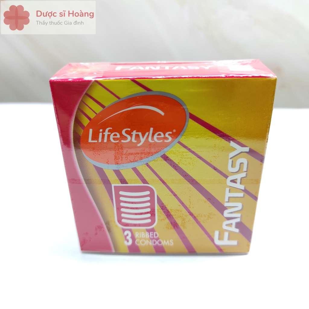 [ CHE TÊN] Bao Cao Su LifeStyles Fantasy Có Gân Ngang Ôm Sát - Hộp 3 Chiếc