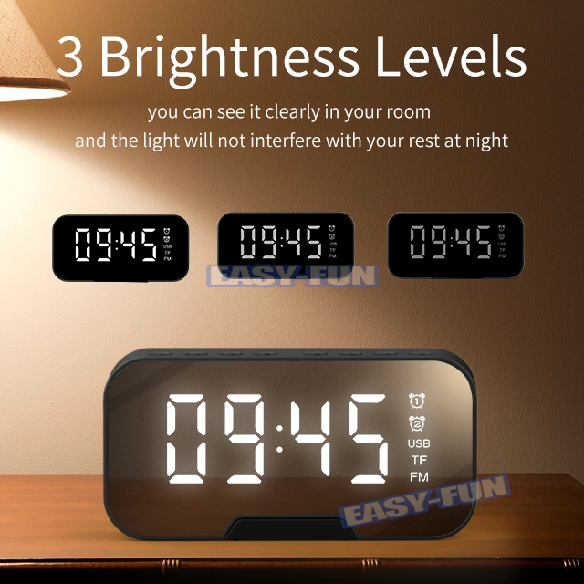 Loa Bluetooth 5W Màn Hình LED - Hỗ Trợ Mặt gương, Xem giờ, Đồng hồ báo thức, Nhiệt độ , Nghe FM