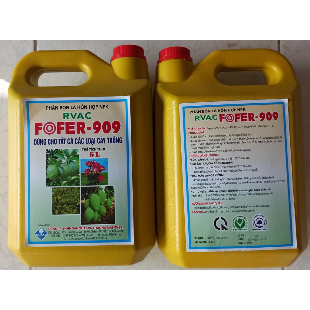 FOFER 909 - PHÂN BÓN DẠNG NƯỚC - Thùng 5 lít