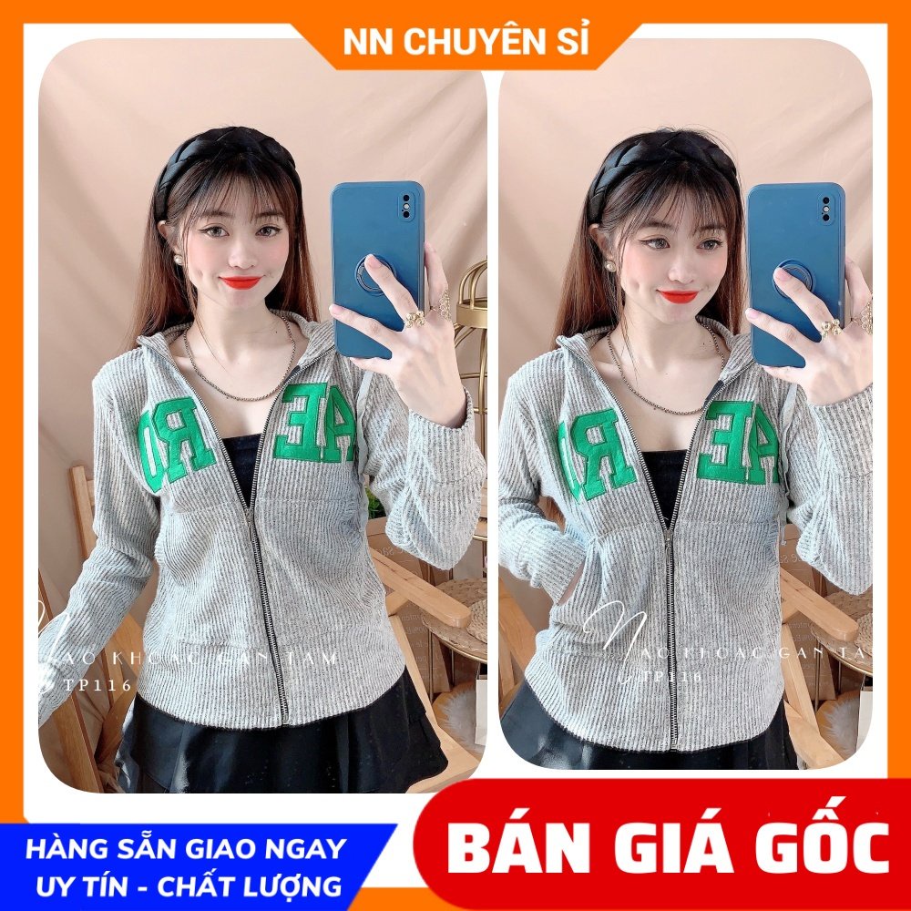 Áo khoác chống nắng  cho nữ chất thun gân tăm mềm mịn co giãn thêu chứ dễ thương TP116