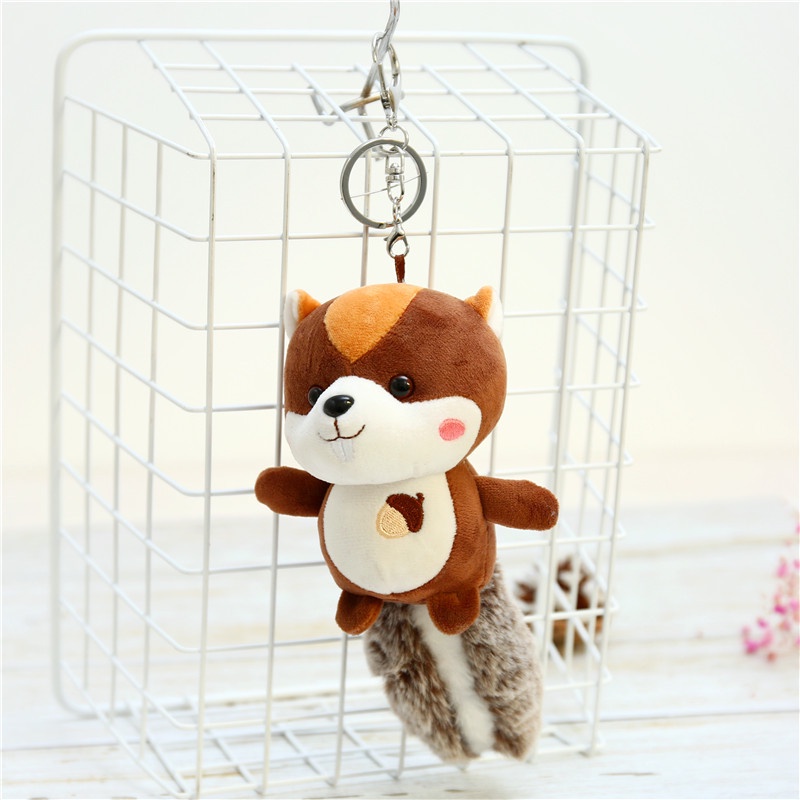 Móc Khóa Hình Sóc Nhồi Bông Dễ Thương Sáng Tạo