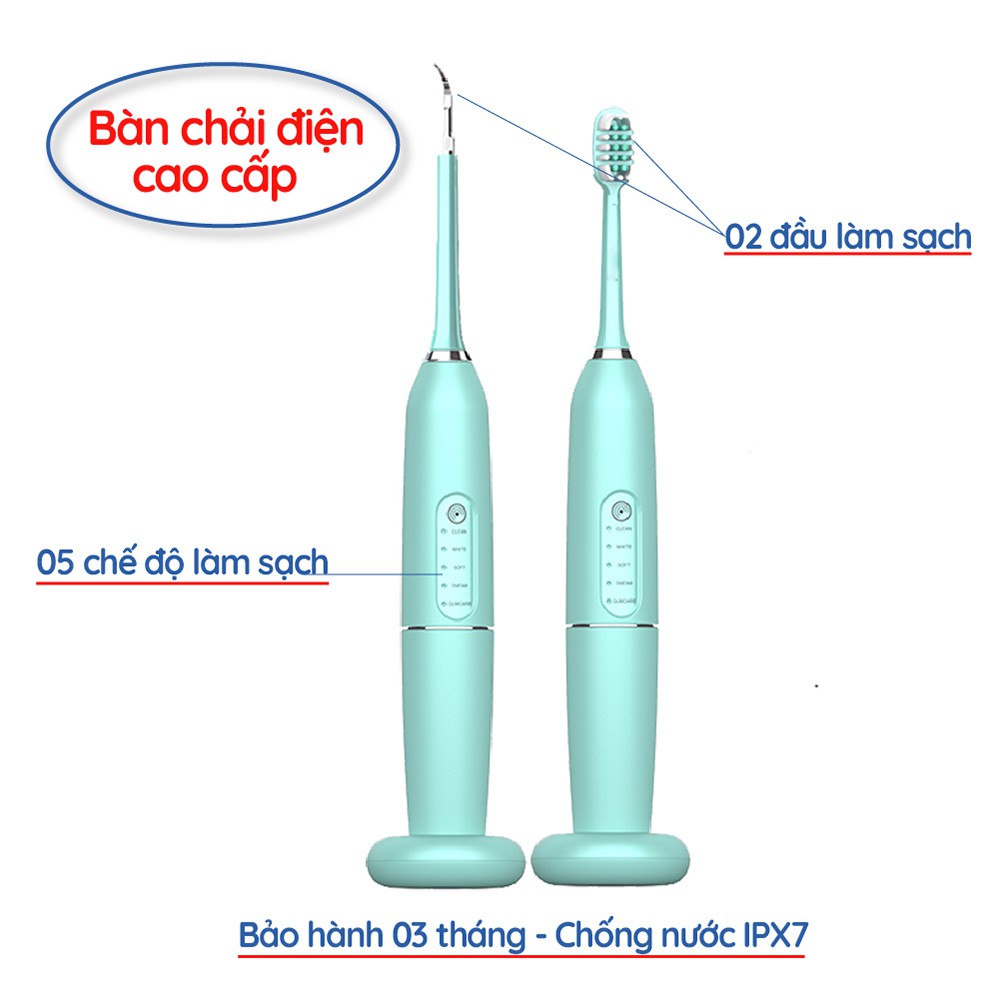 Bàn chải đánh răng điện cảm ứng - Sạc không dây, chống nước IPX7 – BH 3 tháng - Mian Mart