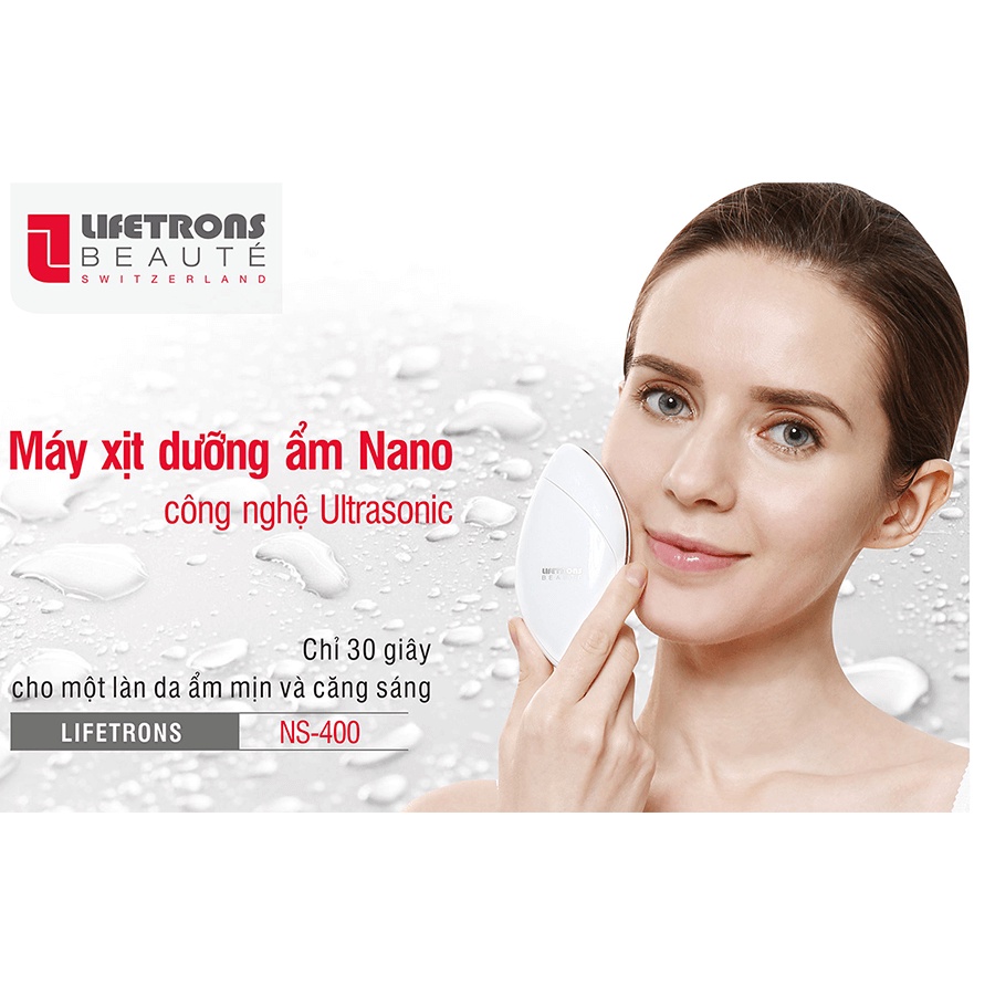 Máy phun sương mini cầm tay Nano LIFETRONS NS 400 tạo ẩm dưỡng da cấp nước tức thì giúp da mặt căng bóng mịn màng