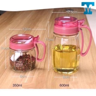 Bộ 5 hủ thuỷ tinh đựng gia vị, bộ gia vị thủy tinh 5 món có tay cầm
