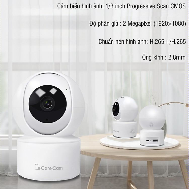 Camera Wifi 3 Râu CARECAM xoay 360 độ 2.0MPX, độ phân giải FULL HD 1920x1080p | BigBuy360 - bigbuy360.vn