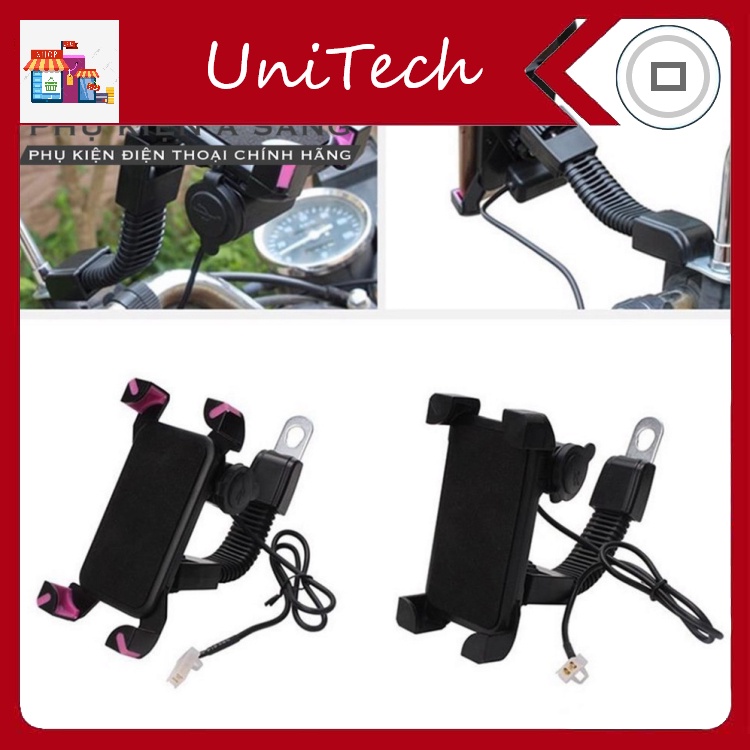 Kẹp Điện Thoại Gắn Xe Máy kiêm Bộ sạc USB điện thoại gắn trên Mô tô, xe máy, xe đạp...