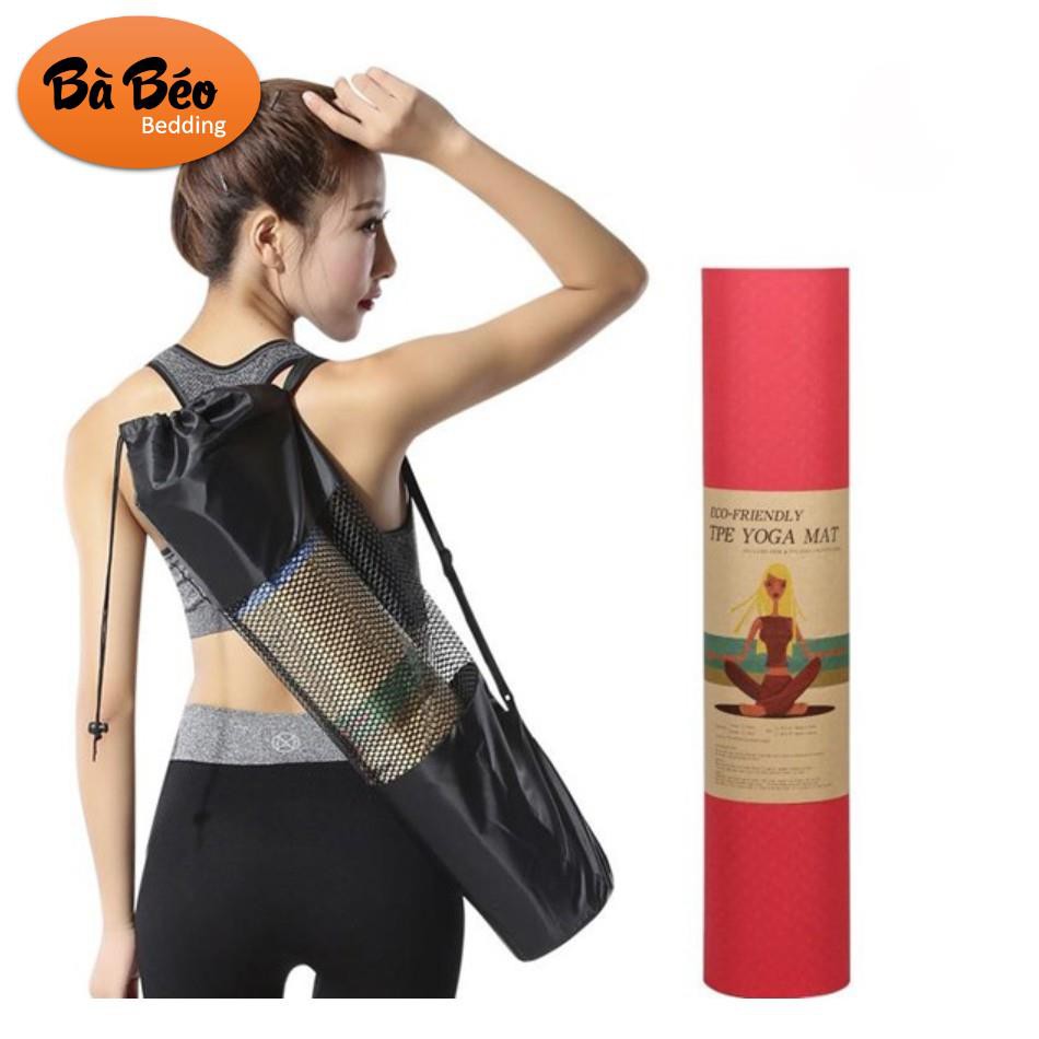 (Tặng Túi Đựng Thảm và dây buộc) THẢM TẬP YOGA TPE CAO CẤP 2 LỚP 6MM,