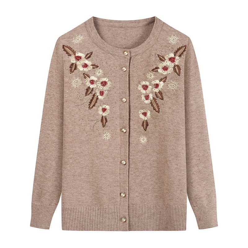 [Mã 11FASHIONSALE1 giảm 10k đơn 50k] áo khoác len cardigan trung niên nữ cho bà cho mẹ_ áo len dệt kim thêu hoa cao cấp