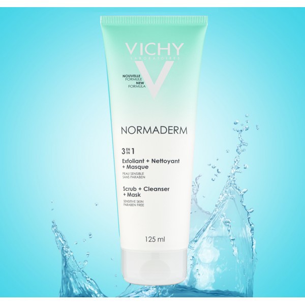 Vichy Kem Tẩy Tế Bào Chết 3 Tác Dụng Normaderm 3 in 1 Scrub + Cleanser + Mask 125ml