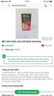 Ngũ cốc kích sữa Bido(Bác sĩ Ngoan)