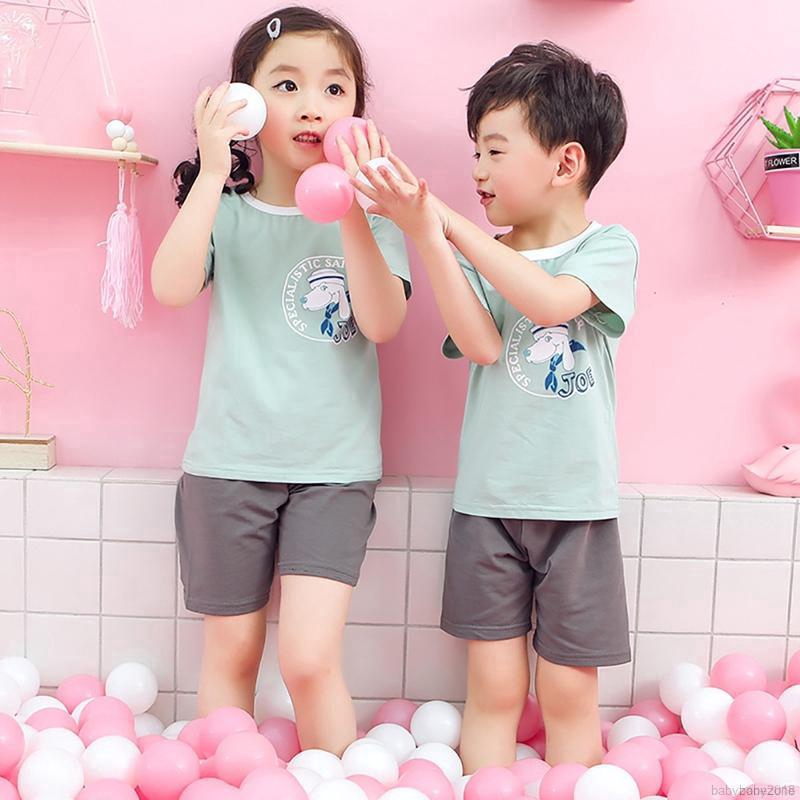 Set áo quần ngắn in họa tiết hoạt hình dễ thương cho bé