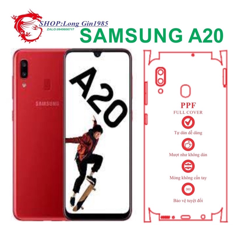 Samsung A20 miếng dán trong Ppf mặt sau và mặt trước chống va đập tốt chống trầy xước cao