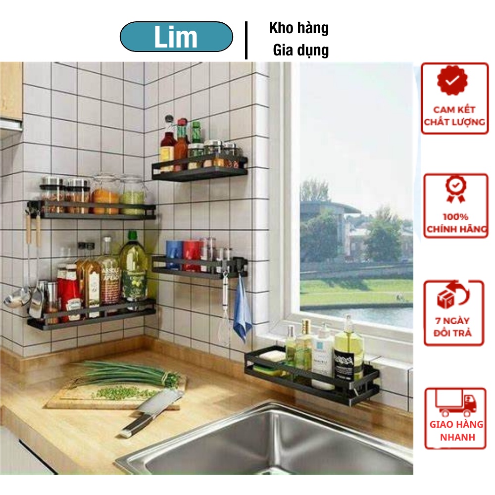 Kệ sắt chữ nhật dày để đồ nhà tắm, phòng bếp dán tường siêu chắc inox siêu tiện dụng