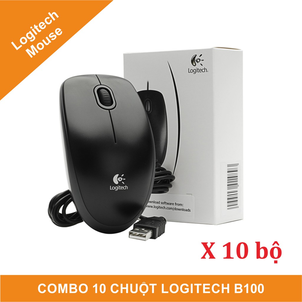 Combo 10 chuột Logitech B100 - Hàng chính hãng