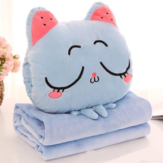 Gối mền hình thú dể thương 3 in 1  nỉ nhung siêu mịn bộ chăn gối văn phòng tiện lợi tiện dụng