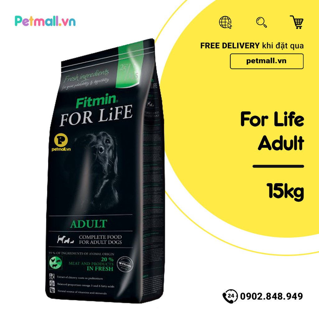 Thức ăn chó FITMIN For Life Adult 15kg - chó lớn trưởng thành