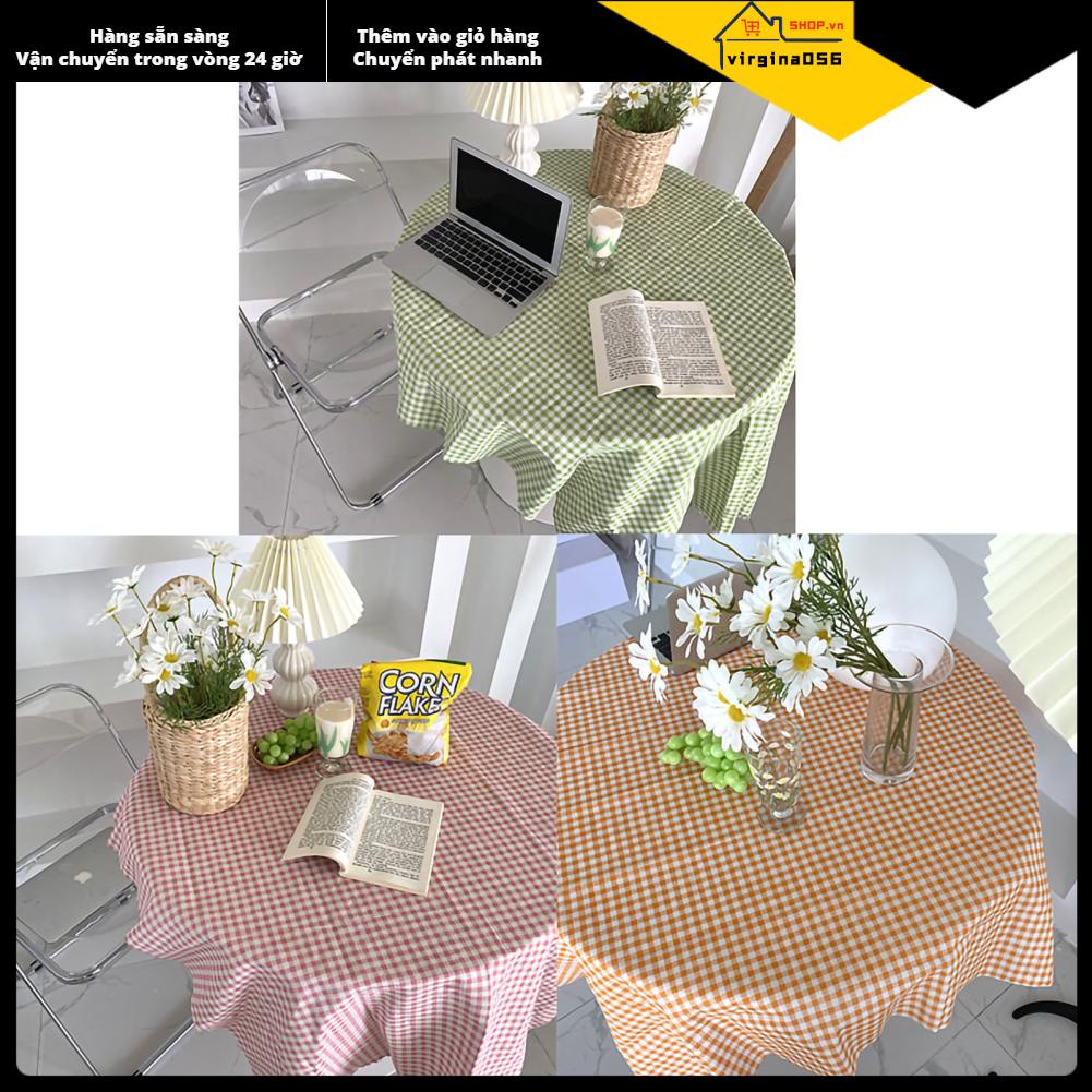Virgina056 Khăn trải bàn Kẻ sọc Phông nền cotton chống bụi Trang trí nội thất cho văn phòng ký túc xá