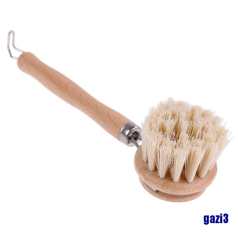 1 Bàn Chải Vệ Sinh Chén Dĩa Cán Gỗ Tiện Lợi