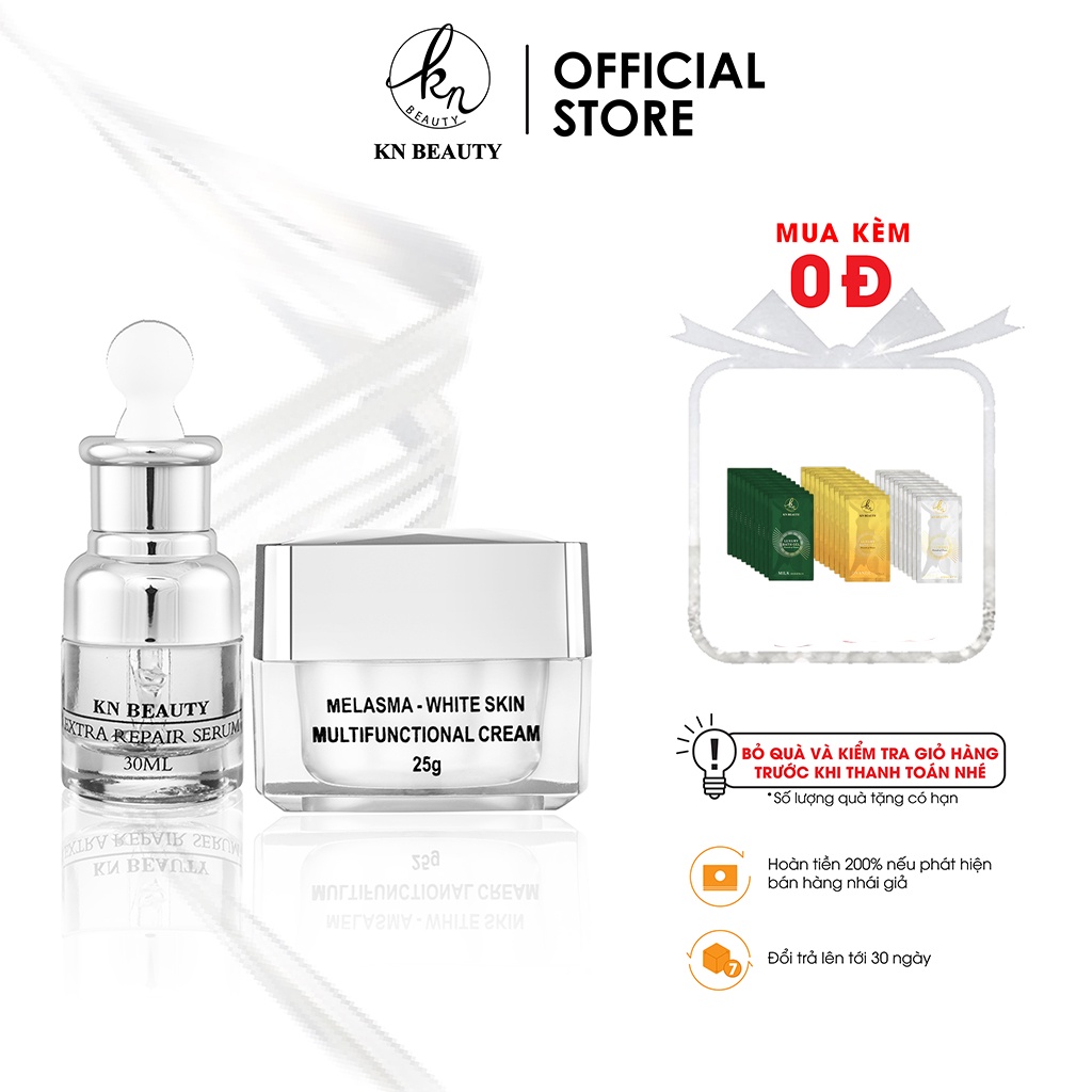 2 sản phẩm Trắng Da Ngừa Nám KN Beauty chuyên sâu: Kem dưỡng 25g + Serum 30m tặng sữa tắm bịch