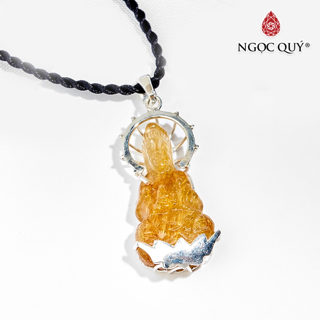 Mặt Dây Chuyền Phật Bà Quan Âm TA Tóc Vàng Bọc Bạc - Ngọc Quý