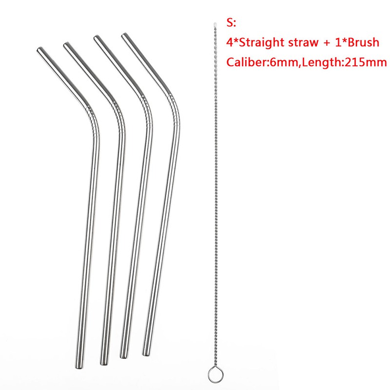 Bộ 4 Ống Hút Bằng Thép Không Gỉ Kèm 1 Cọ Vệ Sinh
