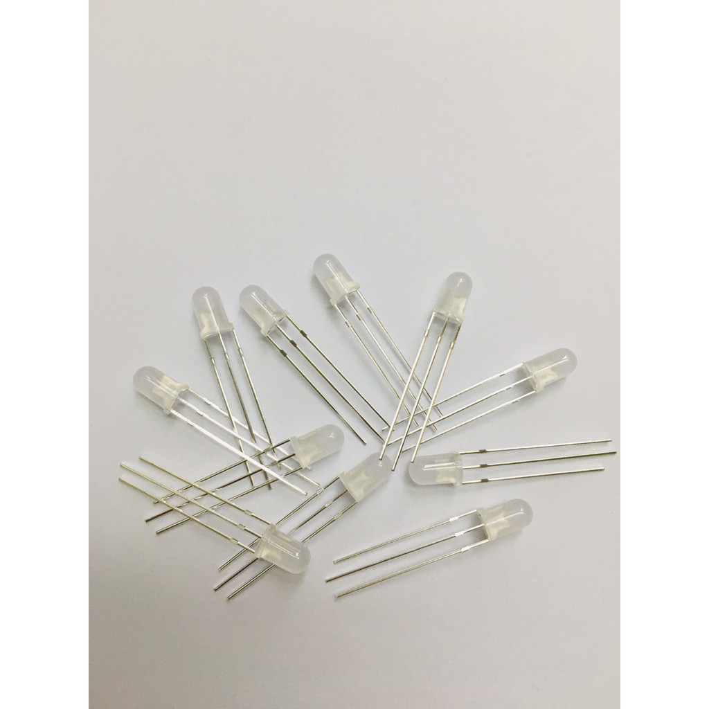 Bộ 10 cái Led 2 Màu Đỏ - Xanh Lá Cây 3 Chân 5mm Anot Chung