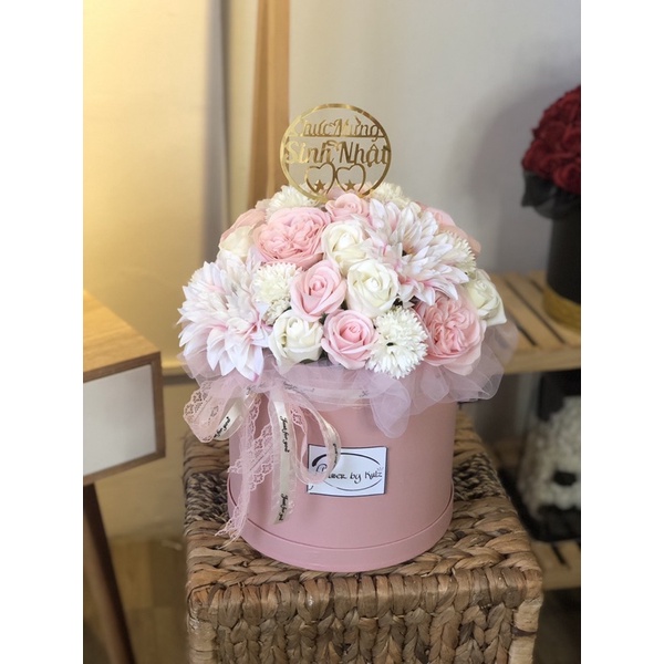 Giỏ hoa sáp thơm cao cấp mix lụa to quà 20/10