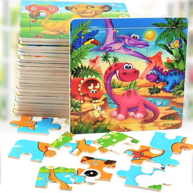 Đồ chơi xếp hình, lắp ráp bằng gỗ puzzle 9 mảnh cho bé ( Giao Ngẫu Nhiên )